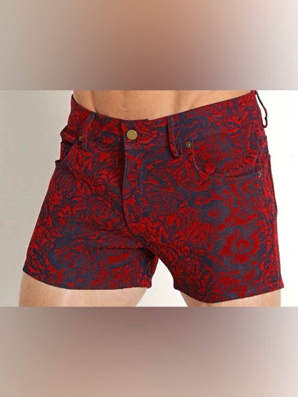 LASC 5-Pocket Flocked Denim 3" Shorts Red
